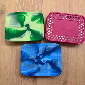 Lunchbots Set of 3 Silicone and Stainless Steel Metal Lunchboxes Bento Box